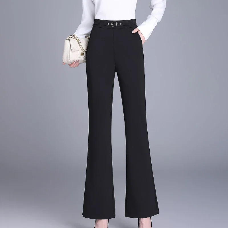 

Hot Suit Pants Temperament Commuting Drooping Micro-flare Pants High-waist Elastic Large-size Loose Flared Pants XT1206