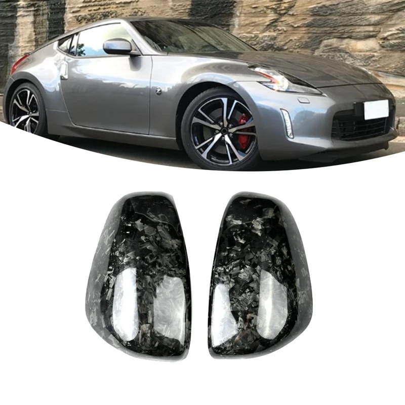 

Car Carbon Fiber Rearview Mirror Cover For Nissan 370Z Z34 2009-2019 Forging Pattern Side Mirror Cover Frame Trim Replacement