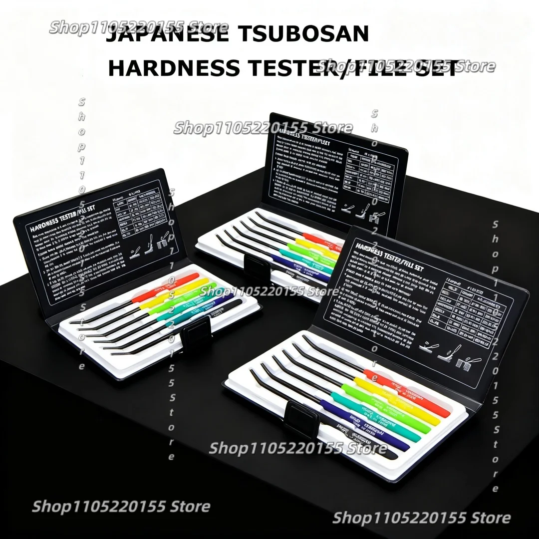 6pcs/SET Japanese Premium TSUBOSAN Handheld Hardness Tester File Handles for Easy Portability Steel File Set Grinding Tools