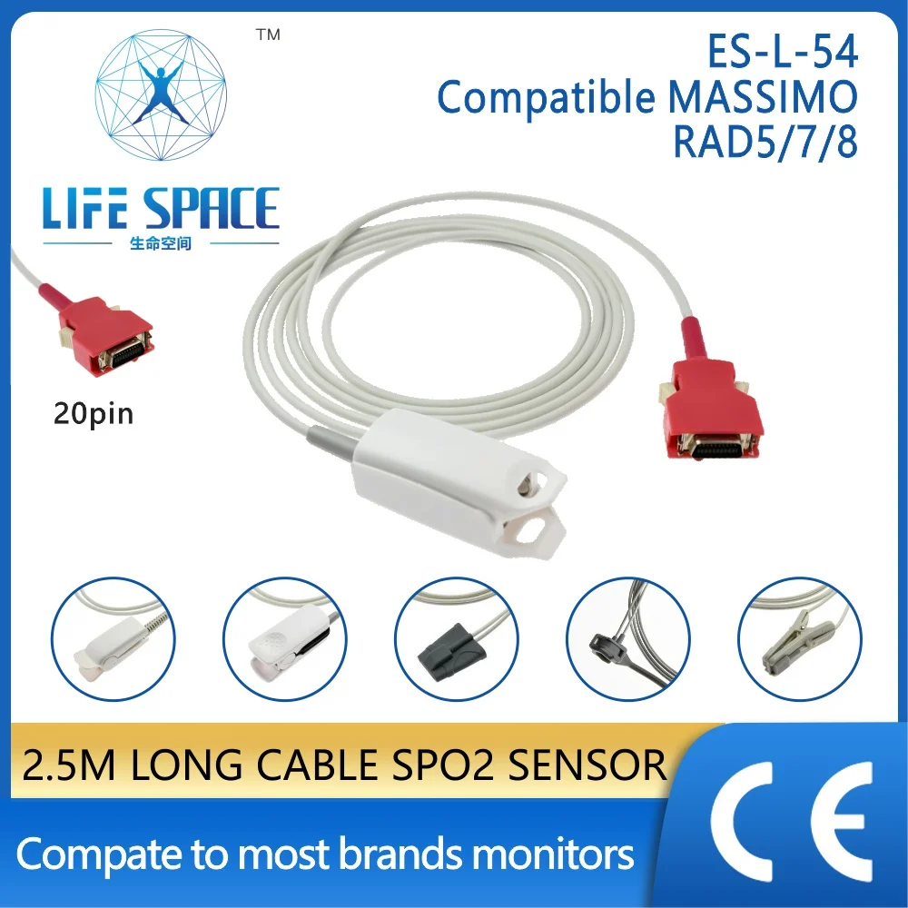 

Spo2 Sensor Oximetro Tensiometro Digital Para Dedo Pulse Oximeter MASSIMO RAD5/7/8，20PIN，RAD CONNECTOR Medical Accessories