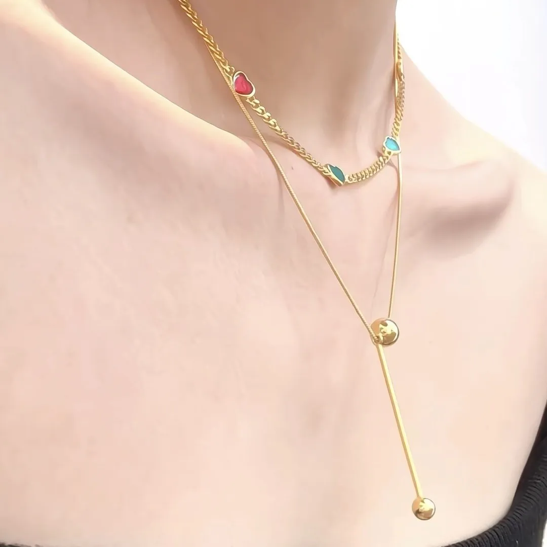 AETEEY S925 Sterling Silver Thick Gold Plated Round Ball Pendant Necklace Light Luxury Women Clavicle Jewelry