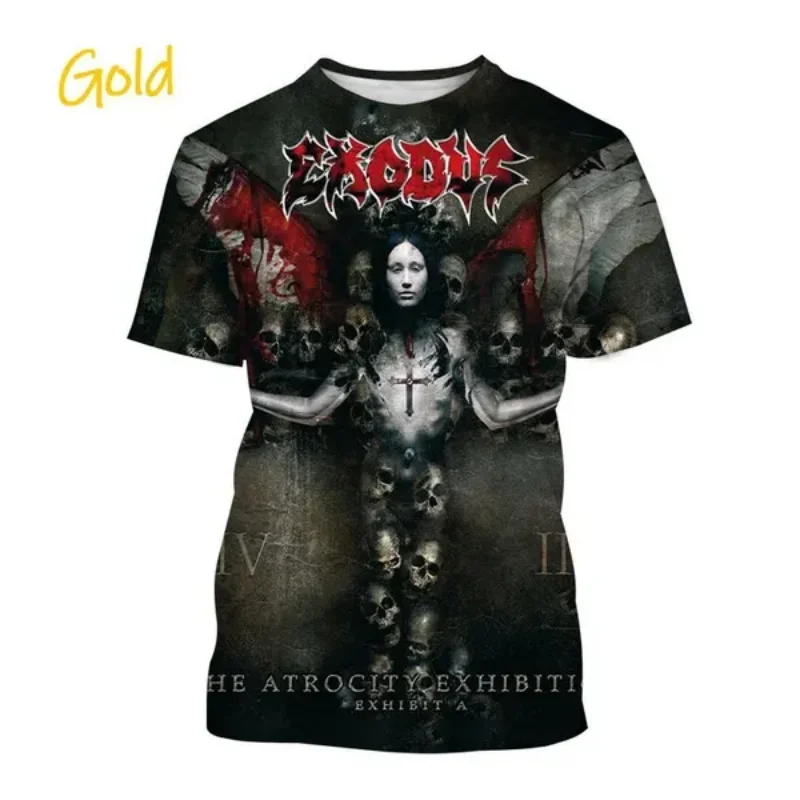 Fashion Men Clothing Metal Rock Exodus Band 3D Print T-shirt Hip Hop Street Unisex Oversized T Shirt Harajuku Short Sleeve Tops