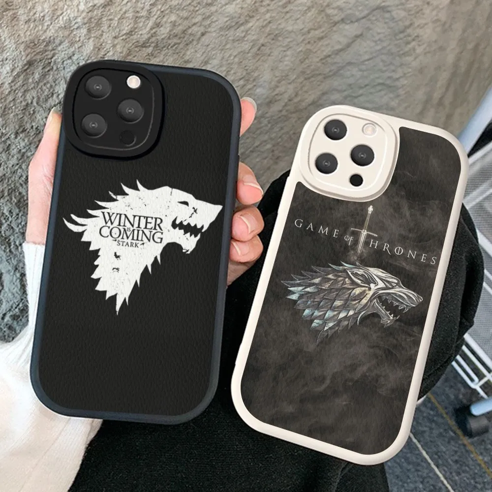 W-Winter C-Coming Stark Phone Case Hard Leather For IPhone 16 15 14 13 12 Mini 11 14 Pro Max Xs X Xr 7 8 Plus Fundas