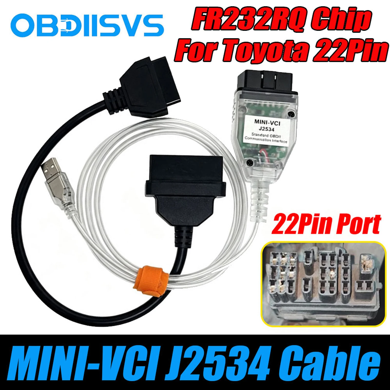 MINI-VCI J2534 OBD2 Scanner für Toyota/Lexus TIS Techstream Original FTDI FT232RL für Toyota 17-Pin 22-Pin OBDII Schnittstellen-Scanner – Detail 17