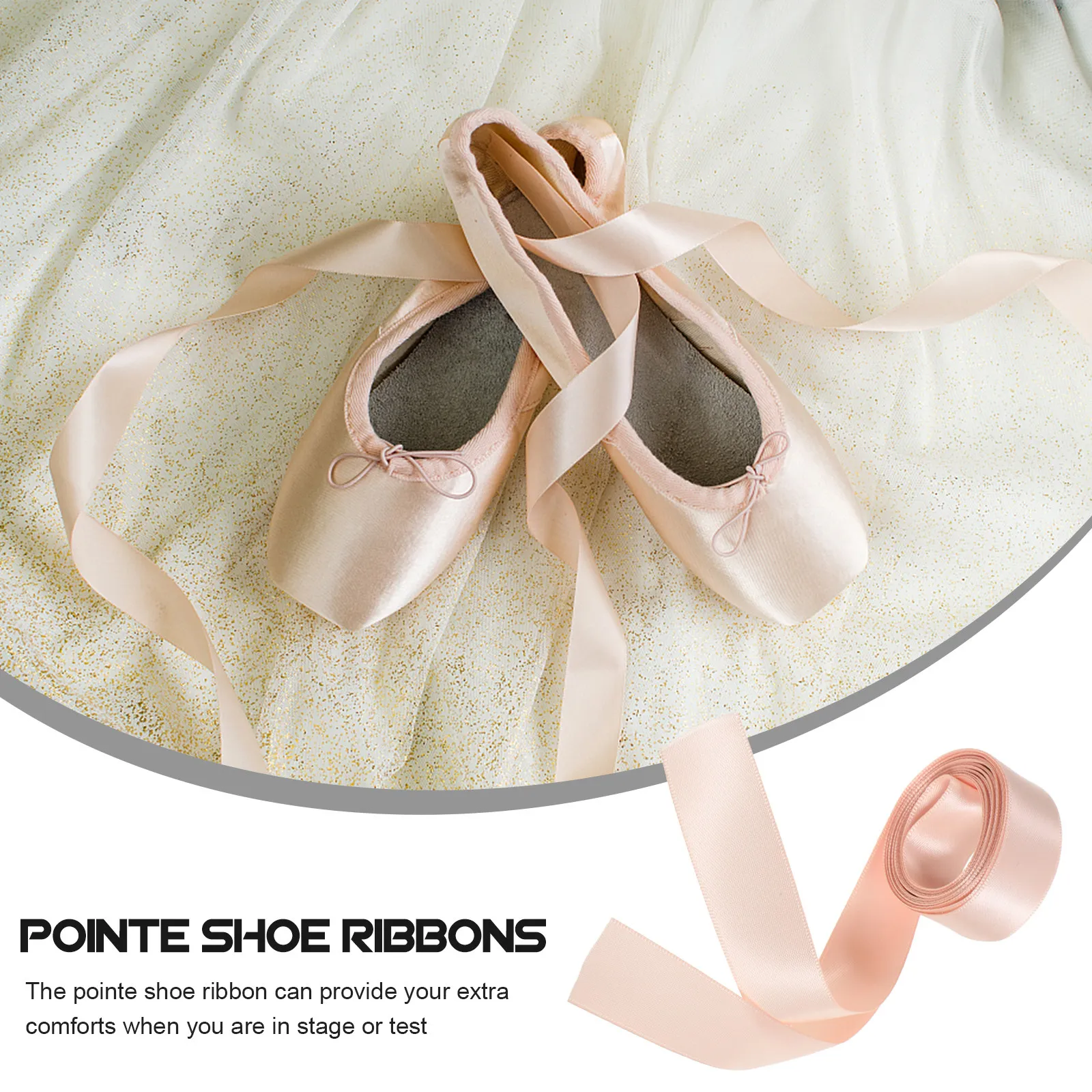 2Pcs Exquisite Satin Pointe Shoe Ribbon for Ballet Dancing Comfortable Wide Flat Design Secure Fit Shoe Ribbon for Girls Women
