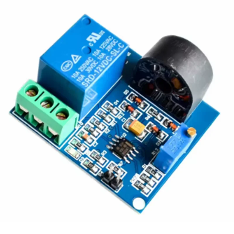 Módulo de Sensor de detección de corriente CA Módulo de protección de relé de 12V Salida de interruptor de protección de sobrecorriente de 5A