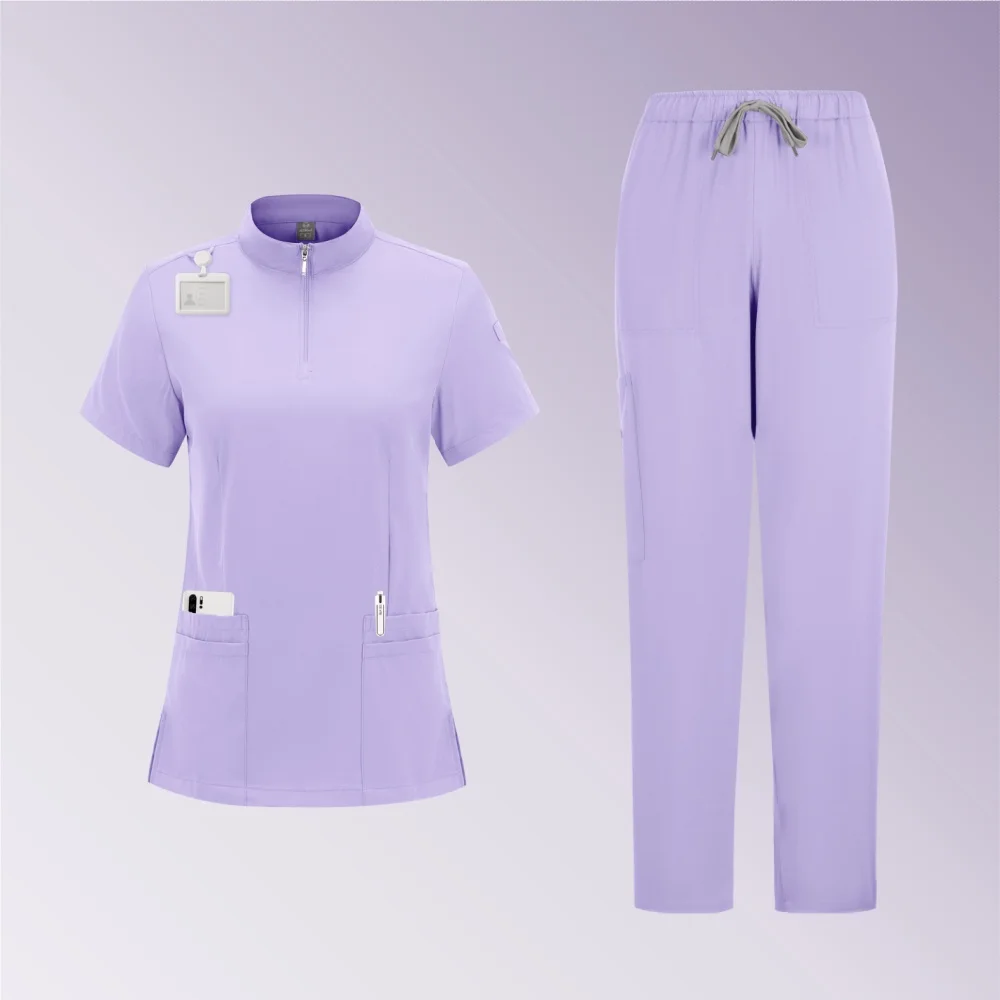 OP-Uniform für Damen, Krankenhaus-Apotheke, Arbeitskleidung, weiche und leicht schrubbende Sets, kurze Ärmel, Kleidung für den Schönheitssalon