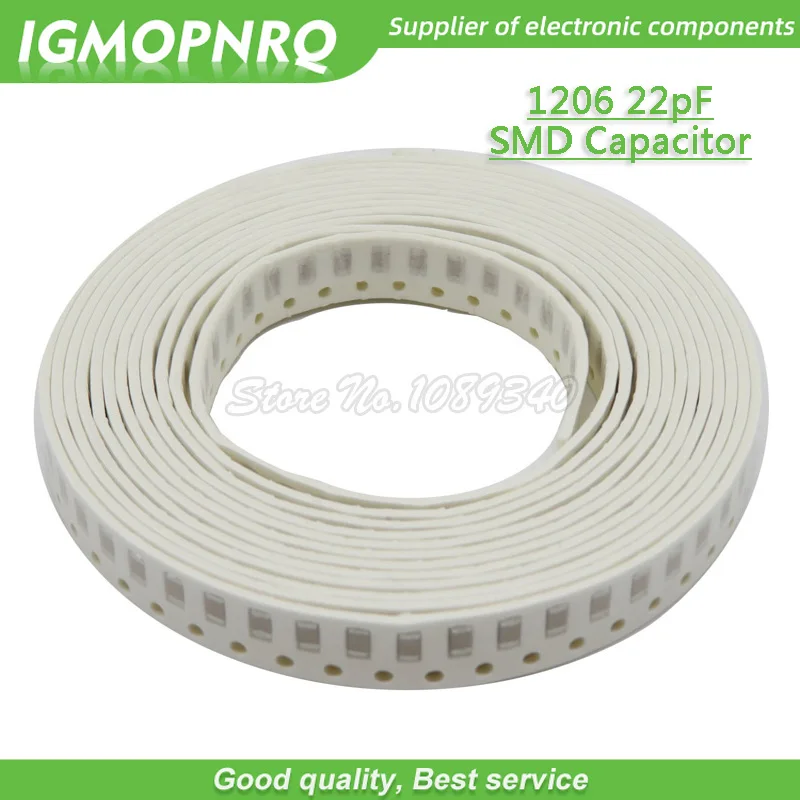 

100 шт. 1206 smd конденсатор 22 пФ, погрешность NPO 5% 50 В 1206 22P, емкость IGMOPNRQ