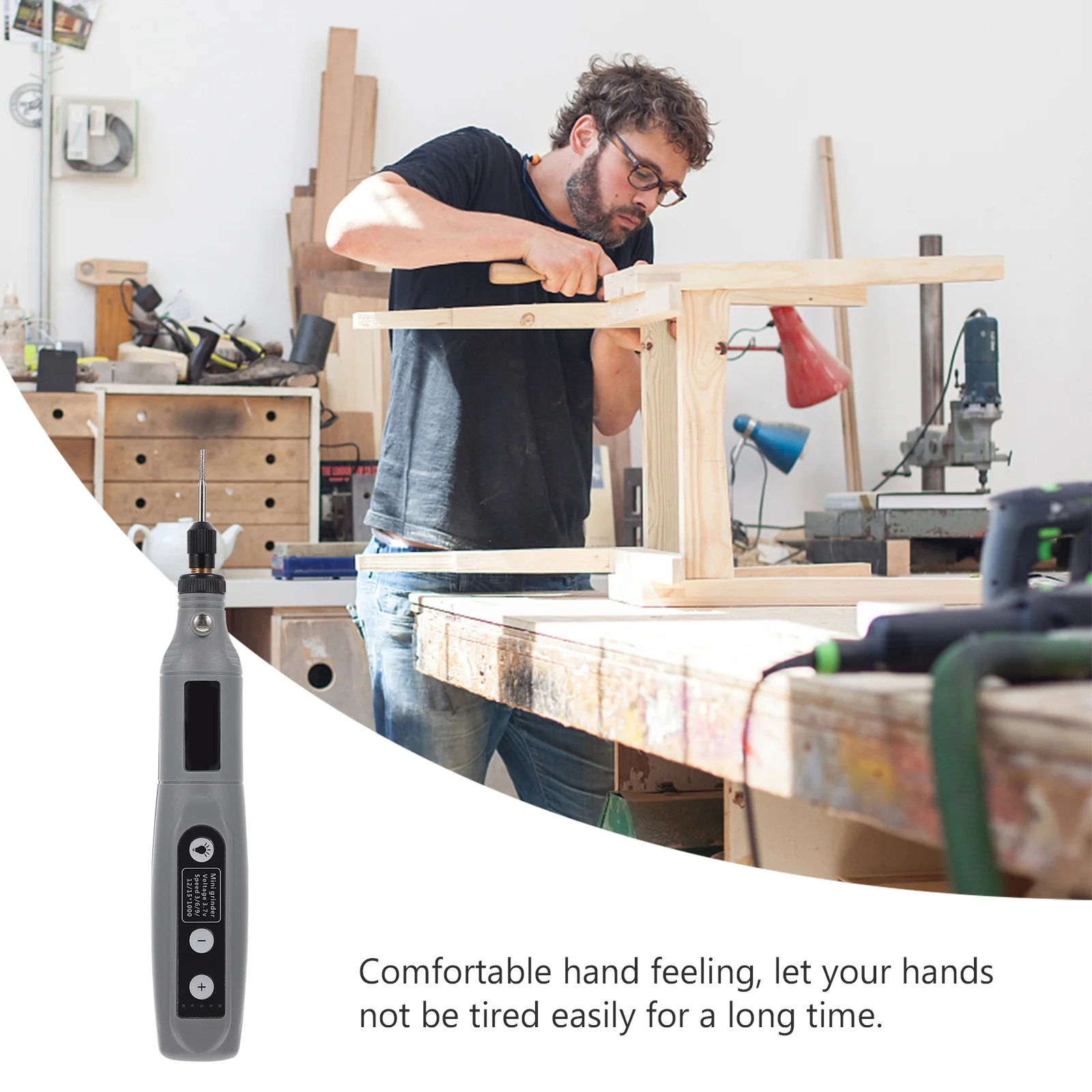 1 セットハンドヘルド彫刻機ミニ電動彫刻ペンワイヤレス研磨ツール調整可能な LED ライト翡翠ポリッシャー