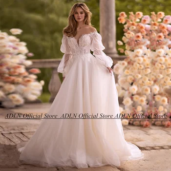 Prinzessin Hochzeitskleid Maßgeschneiderte Puffärmel V-Ausschnitt Open Back Pailletten Applikation A-Linie Wman Brautkleid Vestidos De Novia
