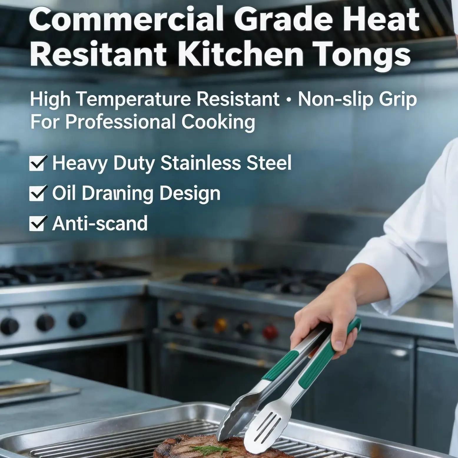 Non-Slip Stainless Steel Food Tongs for Barbecue Grill Kitchen Accessory Meat Salad Bread Clip Cooking Buffet