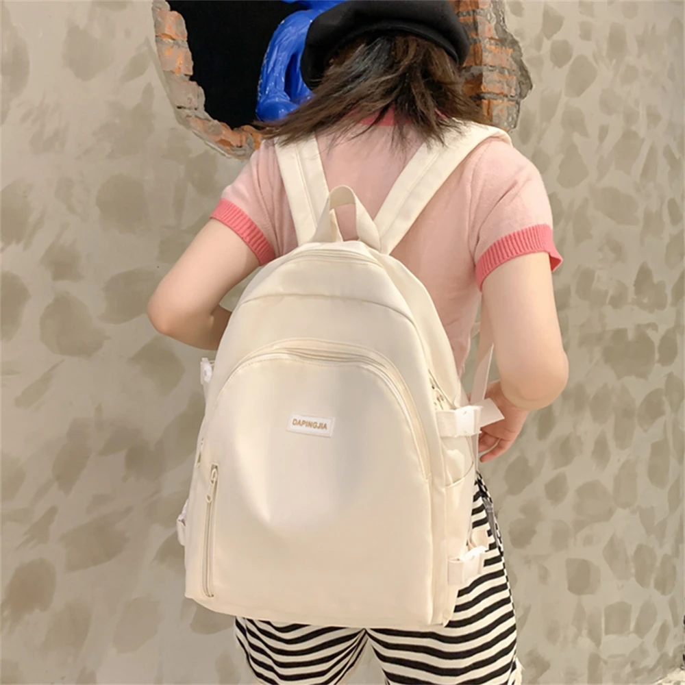 New Nylon Backpack for Women Bags Female School Bags Fashion Ladies Girls Travel Backpack Solid Color Women Shoulder Backpacks