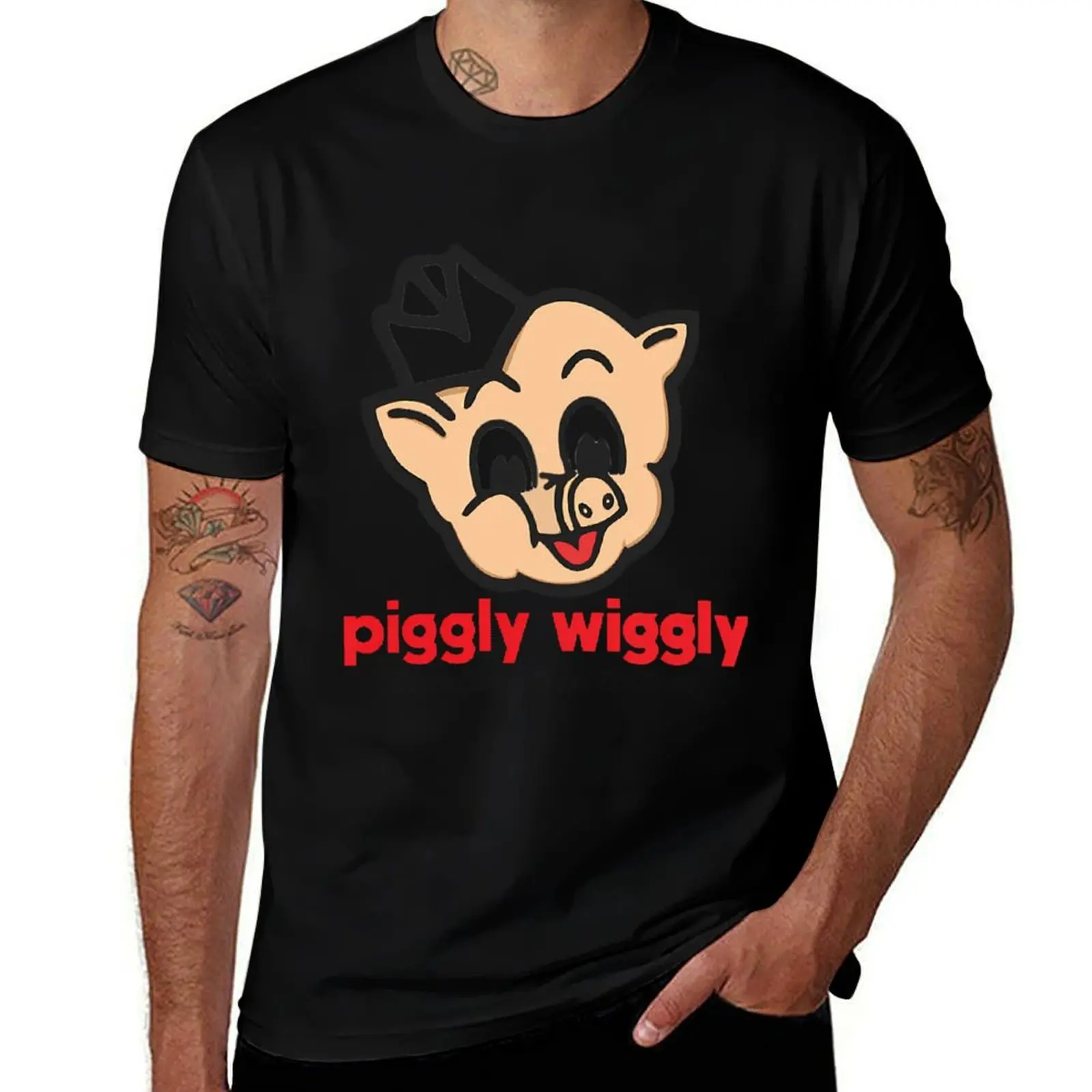 

Vintage Piggly Wiggly Logo T-Shirt Basic Short Sleeve T-Shirt for Men