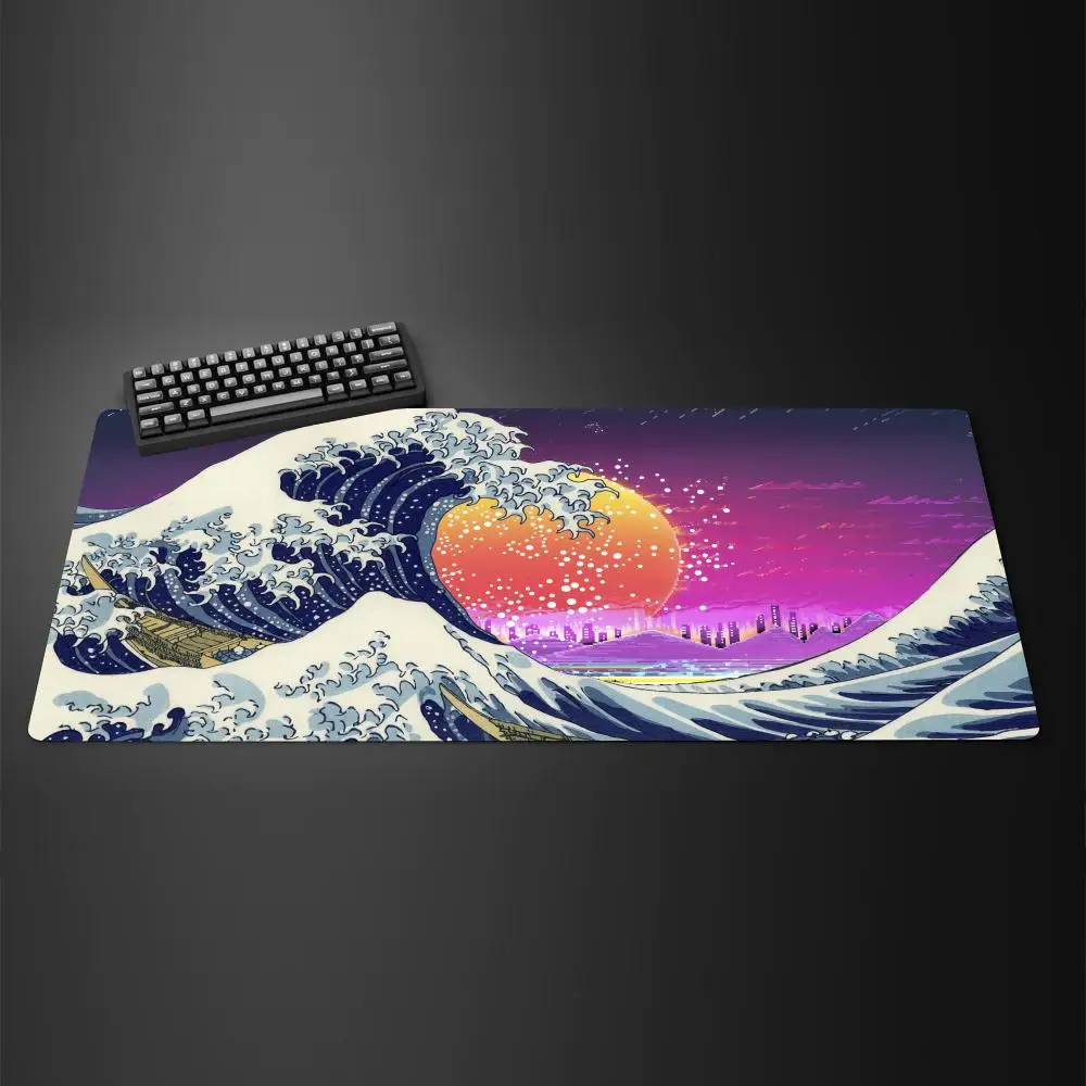 

Neon Ukiyo-e Mouse Pad Large Size Rubber Base Anti-slip PC Desk Accessories Mousepad for Offices & Gamer Keyboard Mats Decor Mat