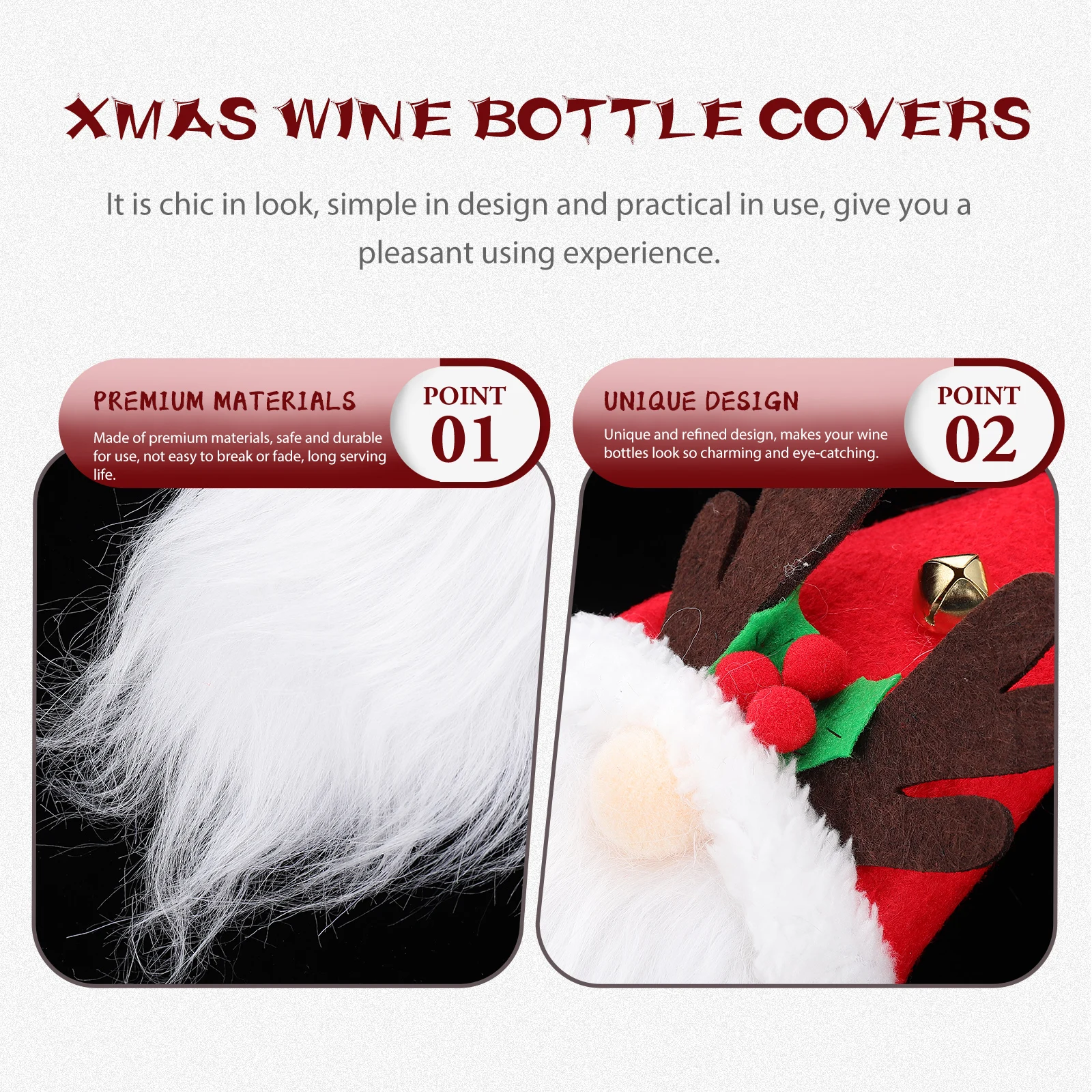 

Alipis Charming Wine Bottle Cover Delicate Sleeve Festive Christmas Decor Foldable Xmas Accessory Party Props