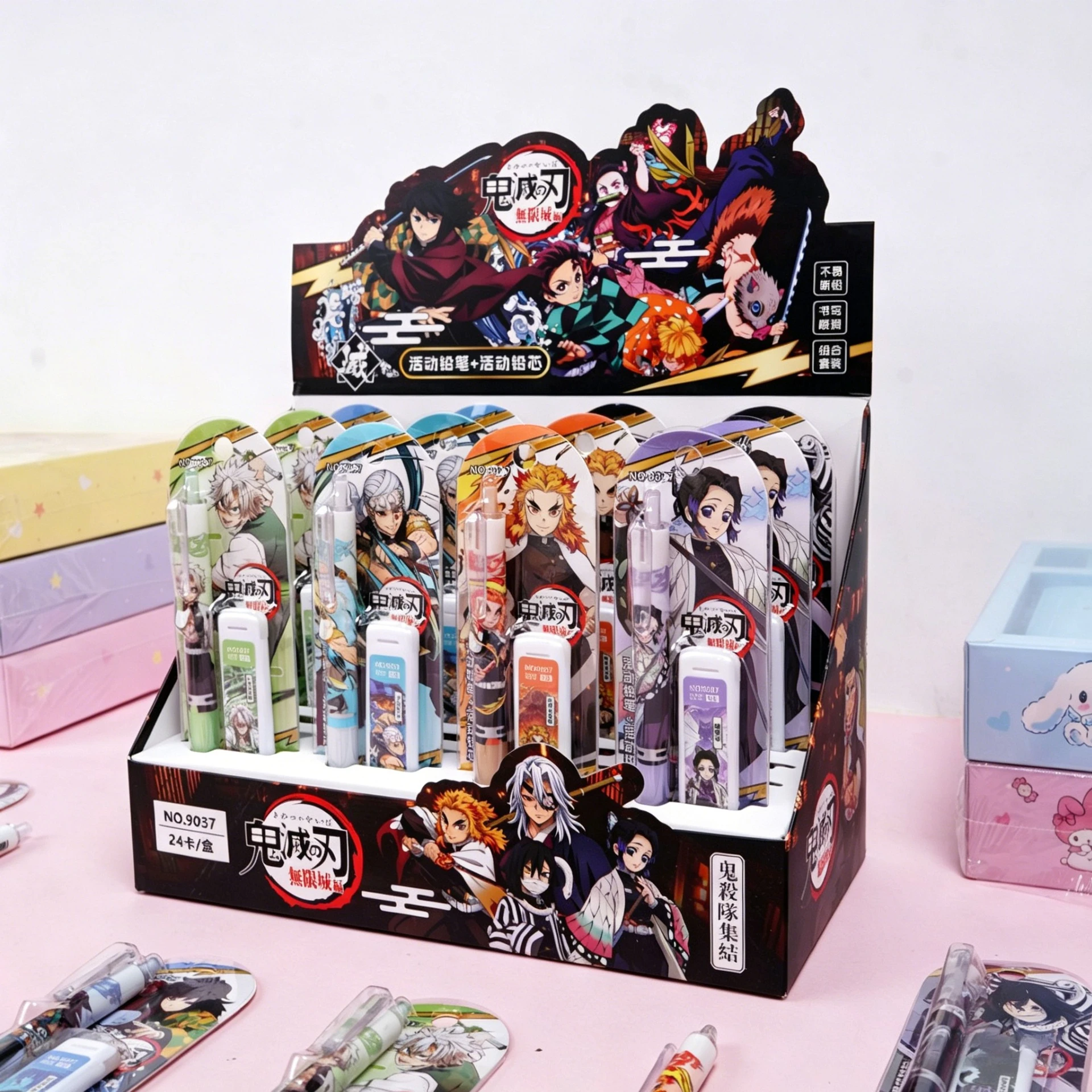 

Demon Slayer character themed 0.5mm mechanical pencil with lead refills, suitable for kids.