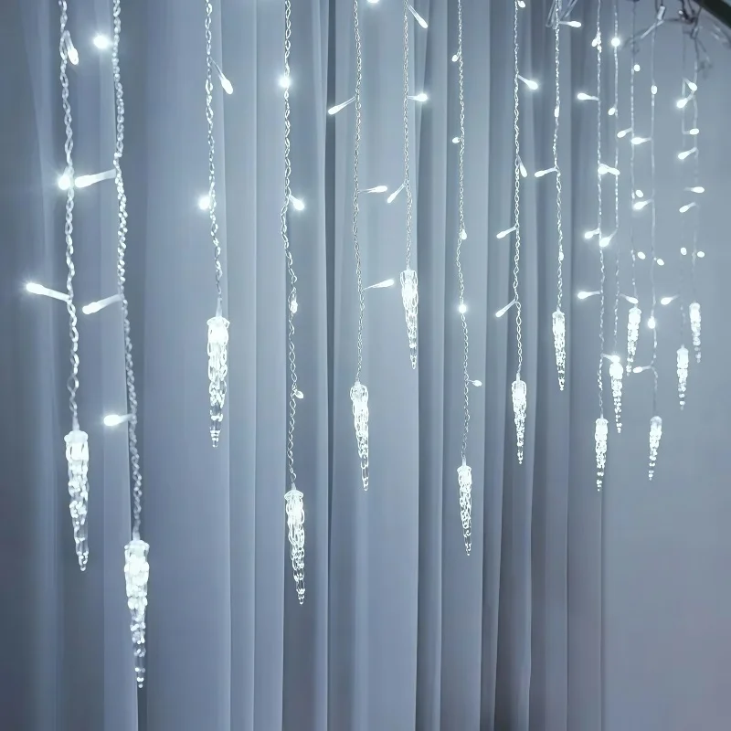 Christmas Lights Outdoor Waterproof LED Curtain Fairy String Light Drooping Ice Lamp For Home Eaves Garden  Xmas Holiday Decorat