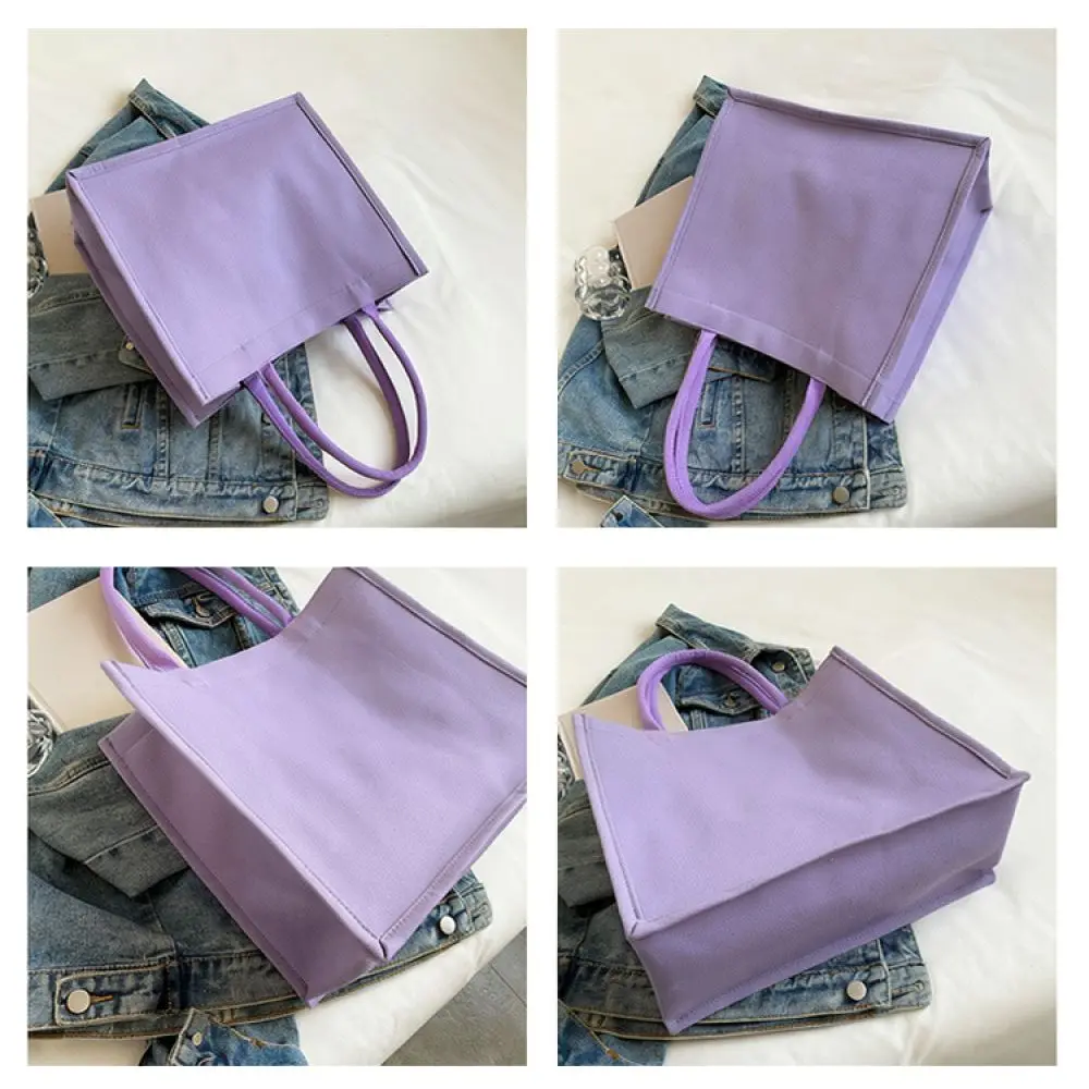 Korean Style Canvas Tote Bag Large Handbag Minimalist Shopping Shoulder Purse Casual Women Student Daily Commuter Sack