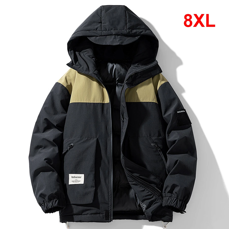 

Winter Thick Jacket Men Parkas Plus Size 8XL Fashion Casual Patchwork Parkas Male Thick Jacket Coat Big Size 8XL