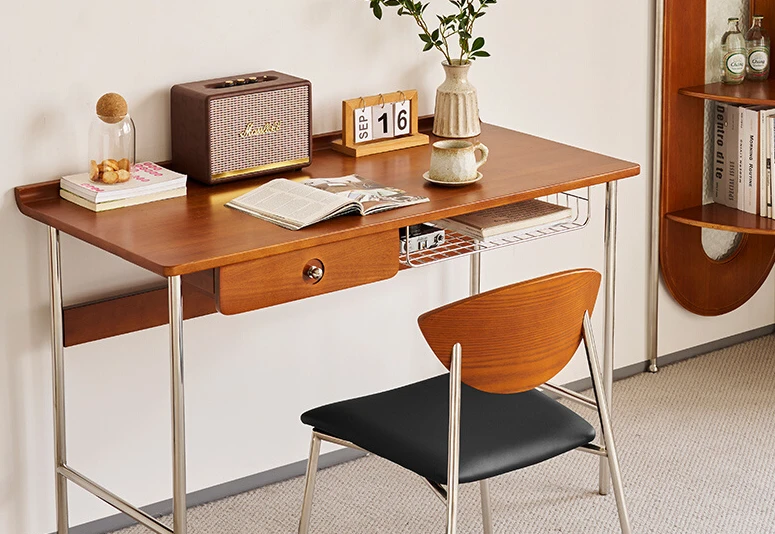 Solid wood desk, retro small unit computer , work , study, writing , office