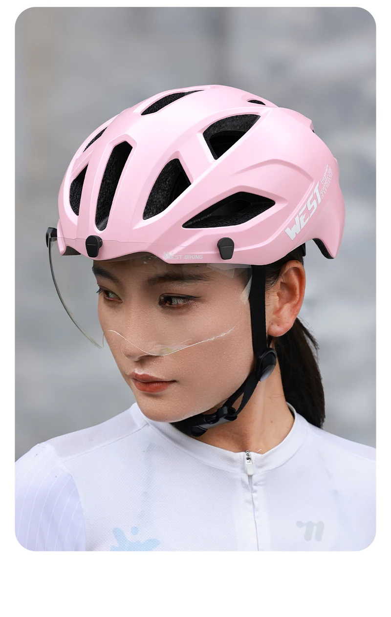 WEST BIKING Fahrradhelm mit magnetischem Visier, leichter Rennradhelm, 16 Belüftungsöffnungen, Insektenschutz, große Größe, Unisex, mehrfarbig – Detail 19