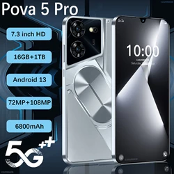 정품 포바 5 프로 스마트폰, 7.3 인치, 글로벌 버전, 16G + 1TB, 스냅드래곤 8 Gen3, 안드로이드 13, 72 + 108MP, 4/5G 휴대폰 NFC