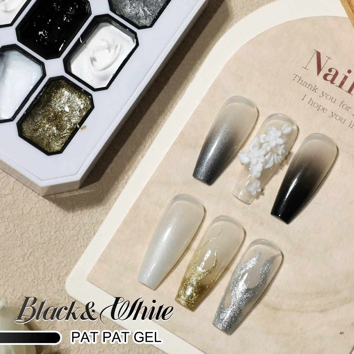 1pc black and white solid nail polish glue pat glue gypsum glue Y2K solid color shiny luster long-lasting DIY home salon ﻿ - Image 5