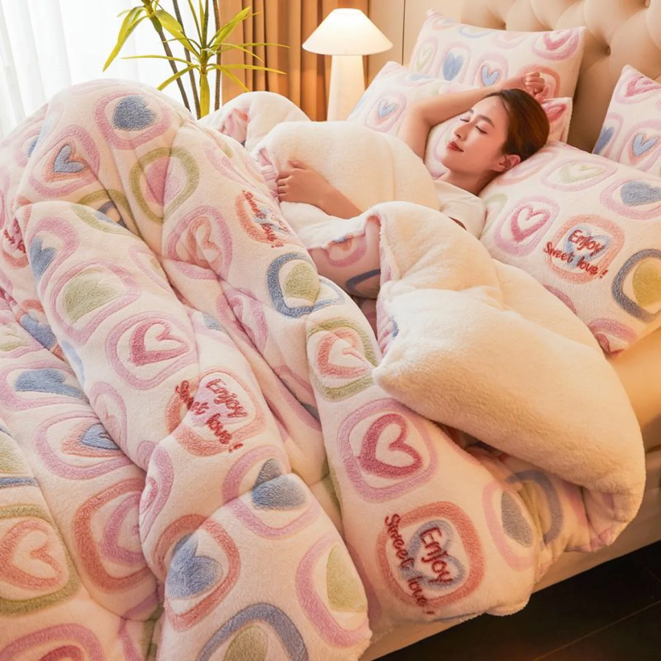 Lamb velvet quilts super warm winter quilt cotton blanket thickened home hotel comforter space quilt core with added fleece