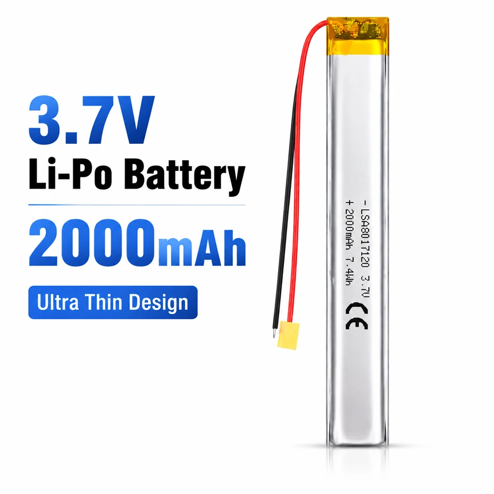 8017120 Lithium-Polymer-Akku 3,7V 2000mAh Wiederaufladbare Ultradünne Batteriezelle Geeignet für Intelligente Geräte wie Massagepistolen