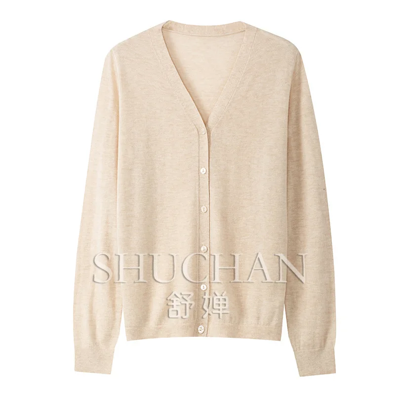 

Candy color chaos thin 48 wool sweater women's autumn temperament sweater loose V-neck long-sleeved knitted cardigan top
