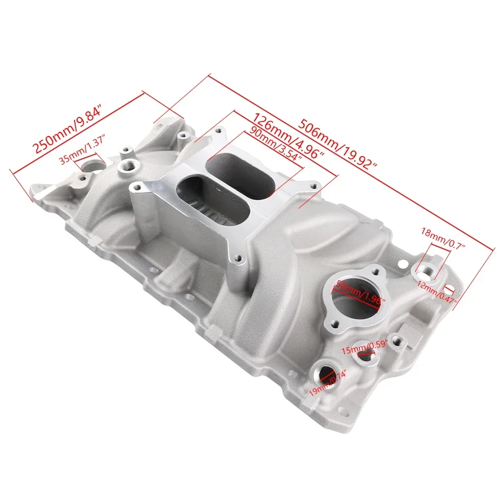 Aluminium malý blok příjem varieta stříbro pro 1955-1986 chevy 283 305 327 350 400 dvojí hoblík SB sbc vzduch příjem systém částí