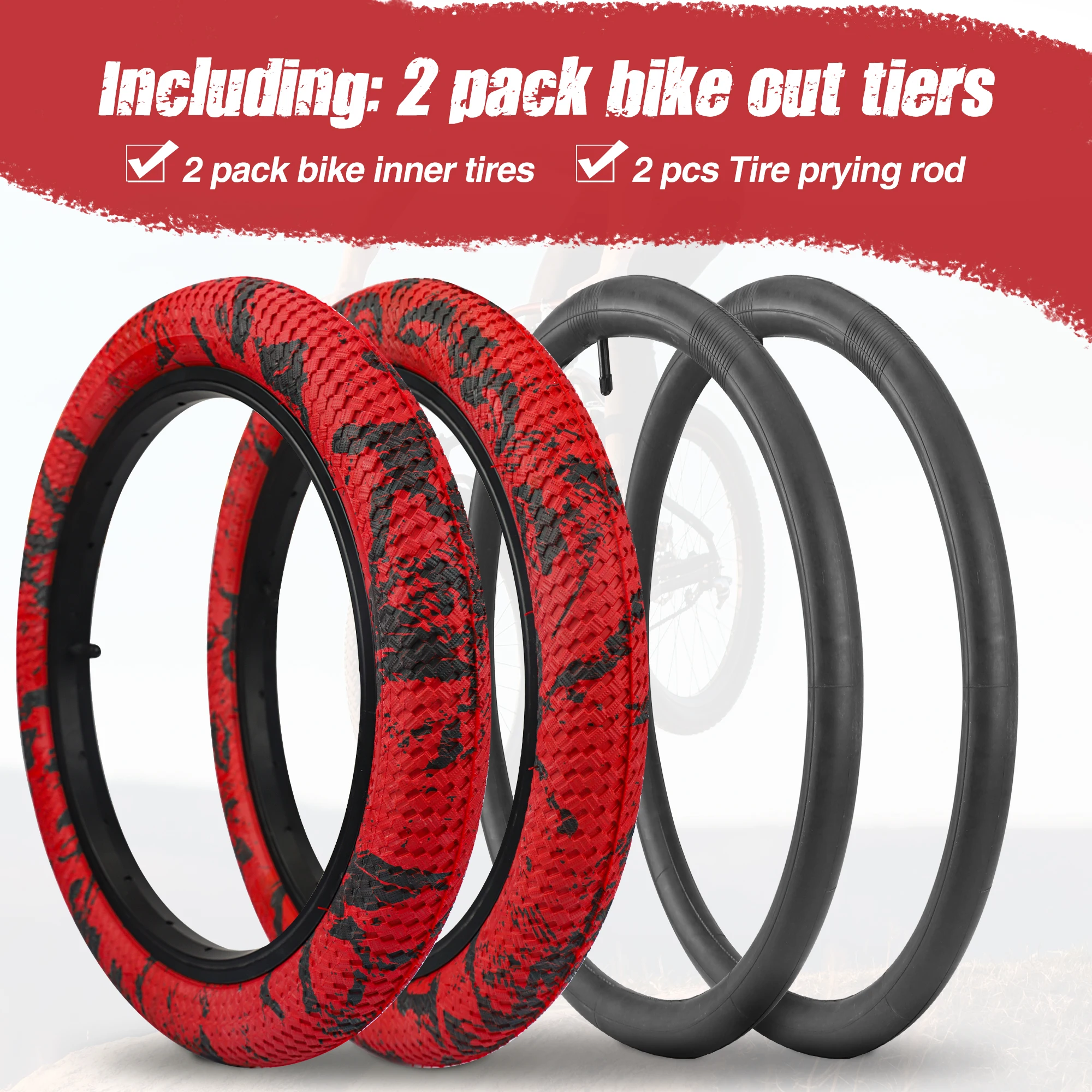 ZUKKA 2 Pack 16x2.1 Bike Tires with Inner Tubes & Levers - Anti-Slip Unique Pattern for Kids BMX MTB 16 Inch Bicycles