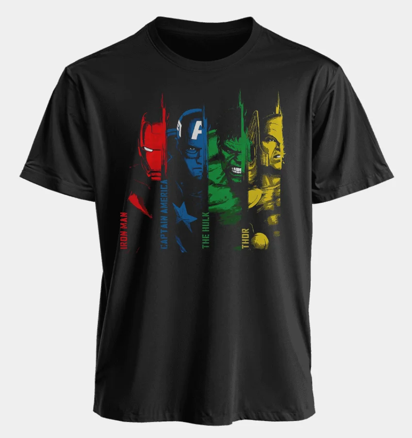 Marvel Fashion Casual Men's Women's T-shirt Iron Man Captain America Summer American Spring and Autumn Sports