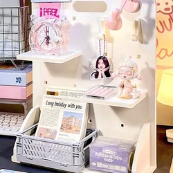 INS Desktop Book and Stationery Storage Rack Office Note Stickers Pen Holders Student Dormitories Perforated Layered Shelves