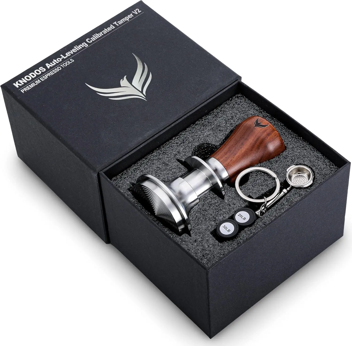 

58-миллиметровый самовыравнивающийся калиброванный темпер для кофе с двойной пружинной конструкцией и подарочной коробкой