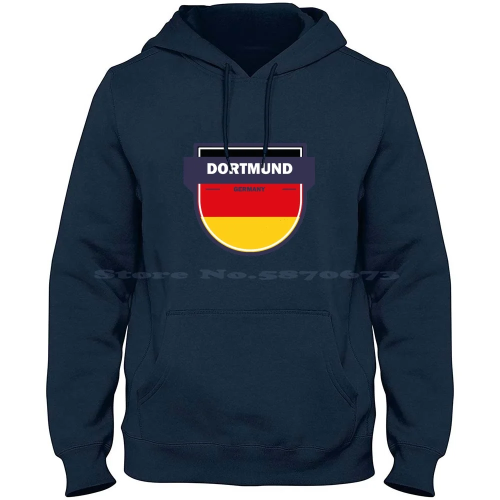 Dortmund Shield With Germany's Flag Minimalistic & Classic 100% Cotton Hoodie Flag Germany Dortmund Minimalistic Made In