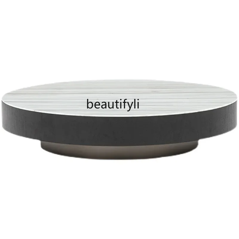 

Q181 Italian Natural Marble Coffee Table Living Room Sofa Nordic Simple Modern round Tea Table Solid Wood