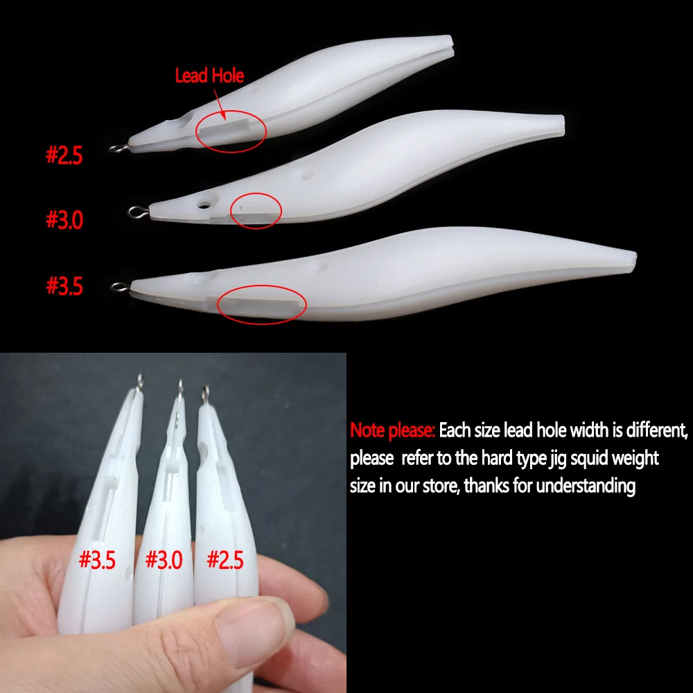 Bimoo 10pcs #2.5 #3.0 #3.5 Plastic Squid Jig Lure Blank Body Blanks Squid Lure Shrimp DIY Body Saltwater Fishing Accessories