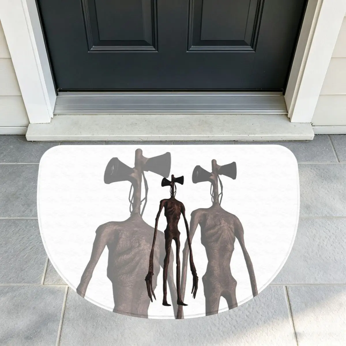 Siren Head Transhead Soft Flannel Half Round Doormat Non Slip Bathroom Mat Absorbent Floor Carpet for Laundry Room Bathroom