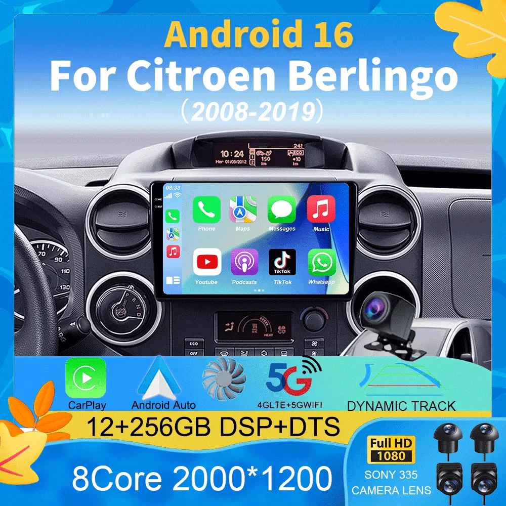 

Android16 Car Radio Carplay For Citroen Berlingo For Peugeot Partner 2008 - 2019 Navigation GPS Multimedia Player WiFi BT stere