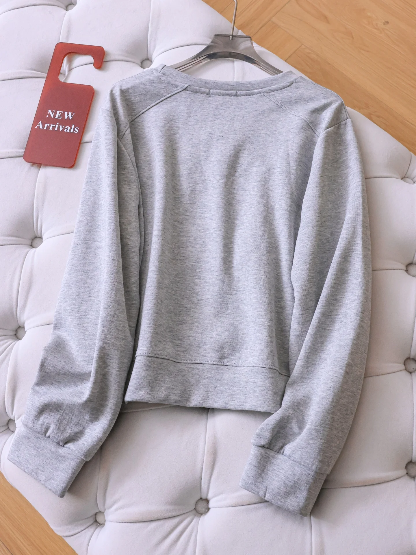 Embroidered Loose Long Sleeve round Neck Women's Sweatshirt  Knot Color Block Spring New Style Breathable Casual Shirt