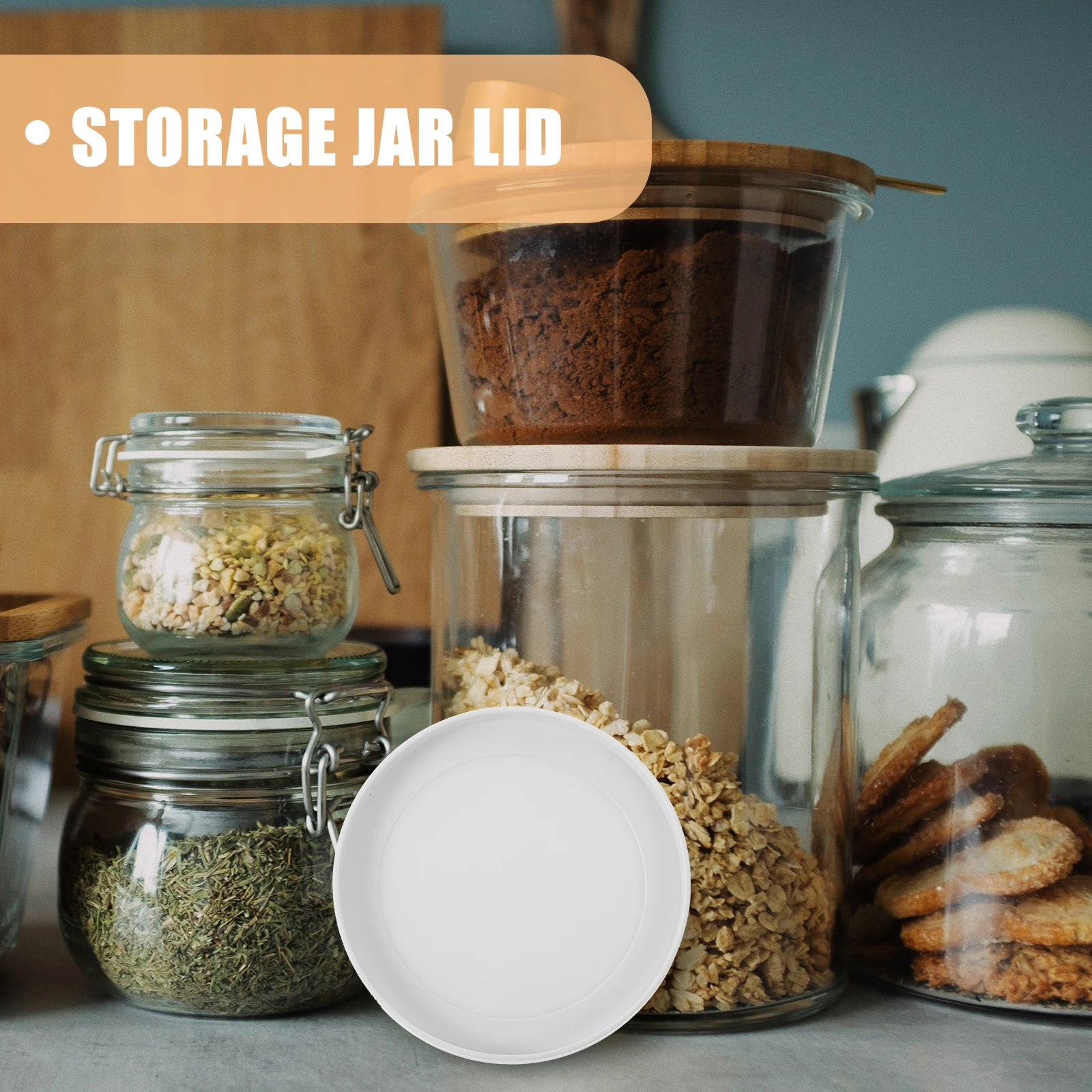 

4pcs Plastic Lids Airtight Sealed Bottle Reusable Storage Caps Anti-Leak Kitchen Protectors Tea Dried Fruit Lid Wide Mouth Glass