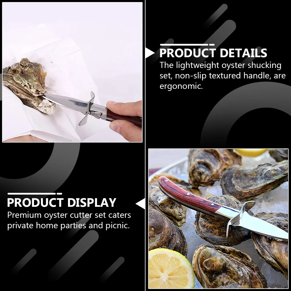 Kitchen Oyster Knife Shucker Shellfish Shucking Biscuit Opener Seafood Colored Wood Handle Cutters Openers