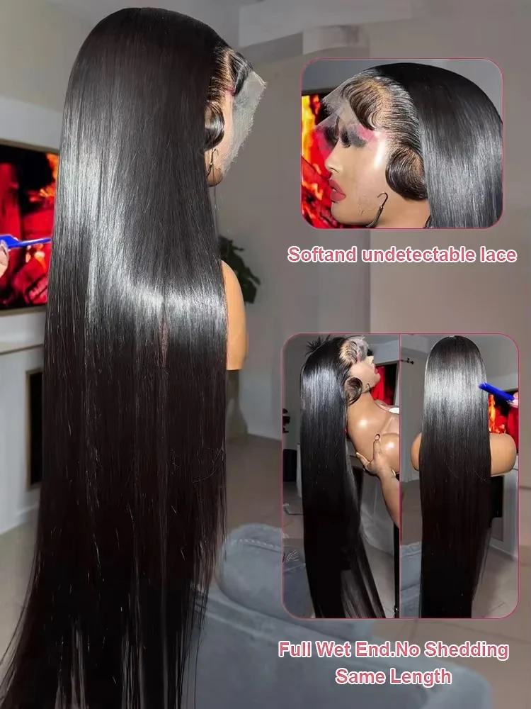 40 50 Inch HD Lace Front Human Hair Wigs Bone Straight 13x4 13x6 Transparent Lace Frontal Human Hair Wigs For Women Brazilian Silky Hair 360 Full Lace Wig 300% High Density Preplucked