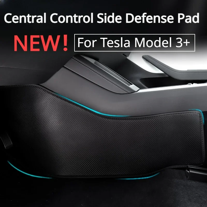 For Tesla Model 3 Highland 2024 2PCS TPE Side Defense Kick Pad Car Central Control Protective Foot Pad Car Interior Accessories