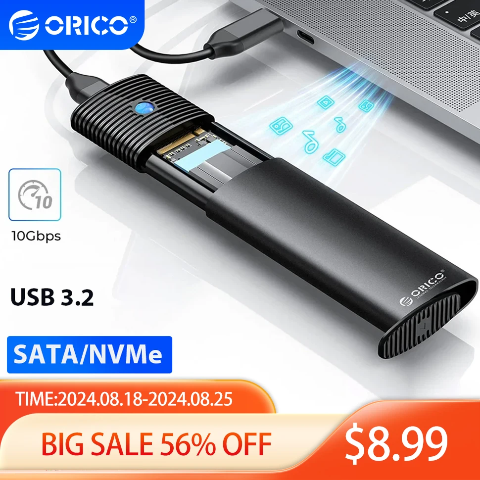 

ORICO 10Gbps M.2 NVMe NGFF SATA SSD Enclosure USB 3.2 Gen2 Type C M2 External HD Case Hard Drive Disk Storage Box Adapter for PC