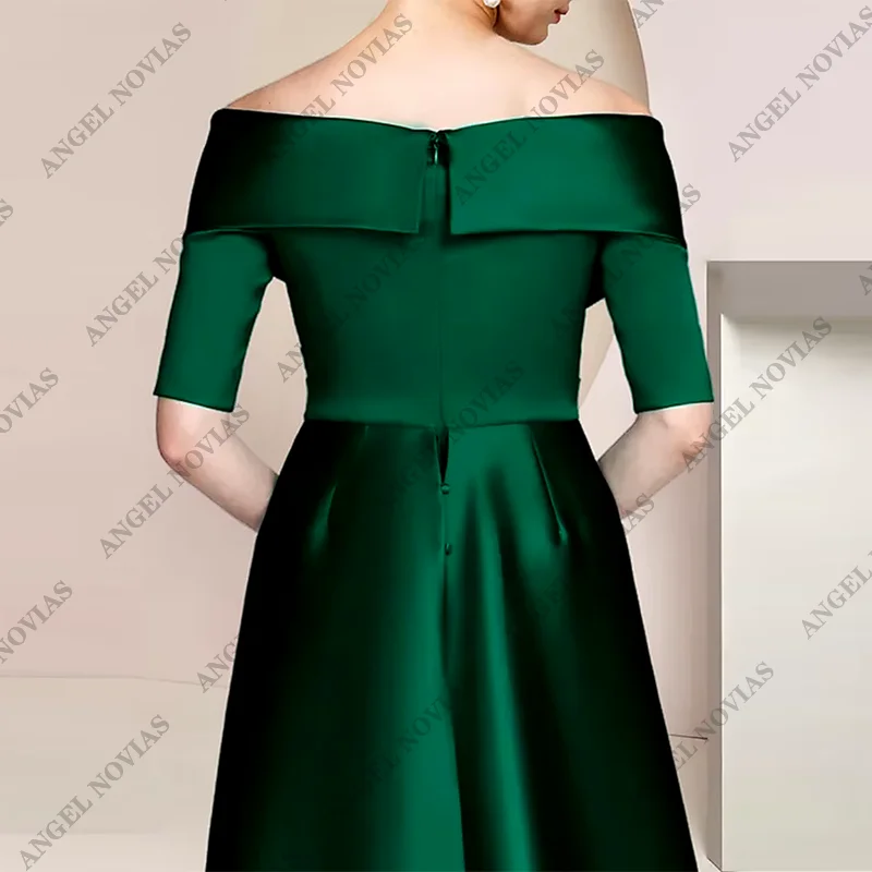 Customized Mother of the Bride Dress Formal Wedding Guest Elegant Party Off Shoulder Floor Length Satin with Ruching 2024