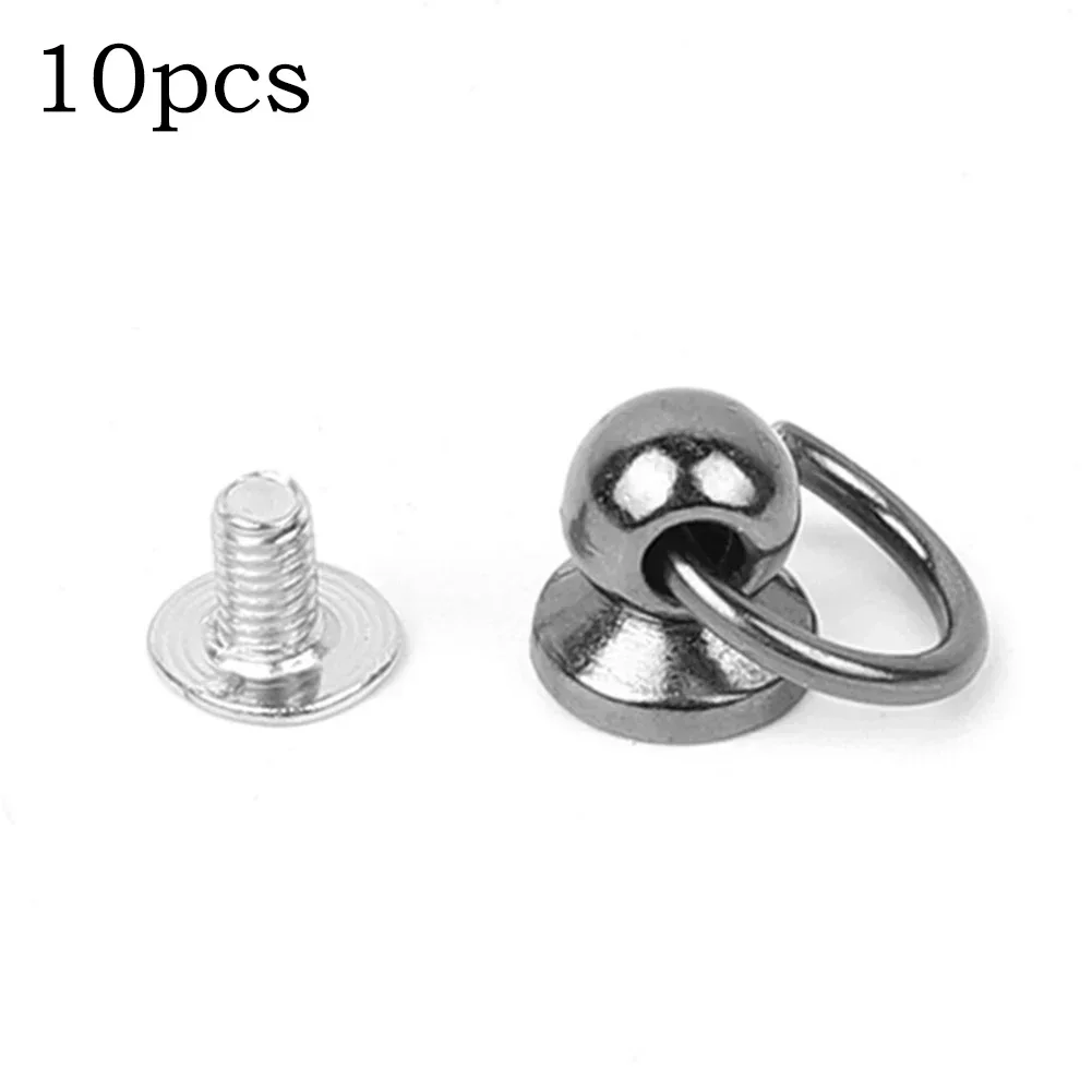 10pcs Metal Ball Post With O Ring Studs Rivets Nail Screwback Round Head Spots Spikes Leather Craft Phone Case Decor Accessories