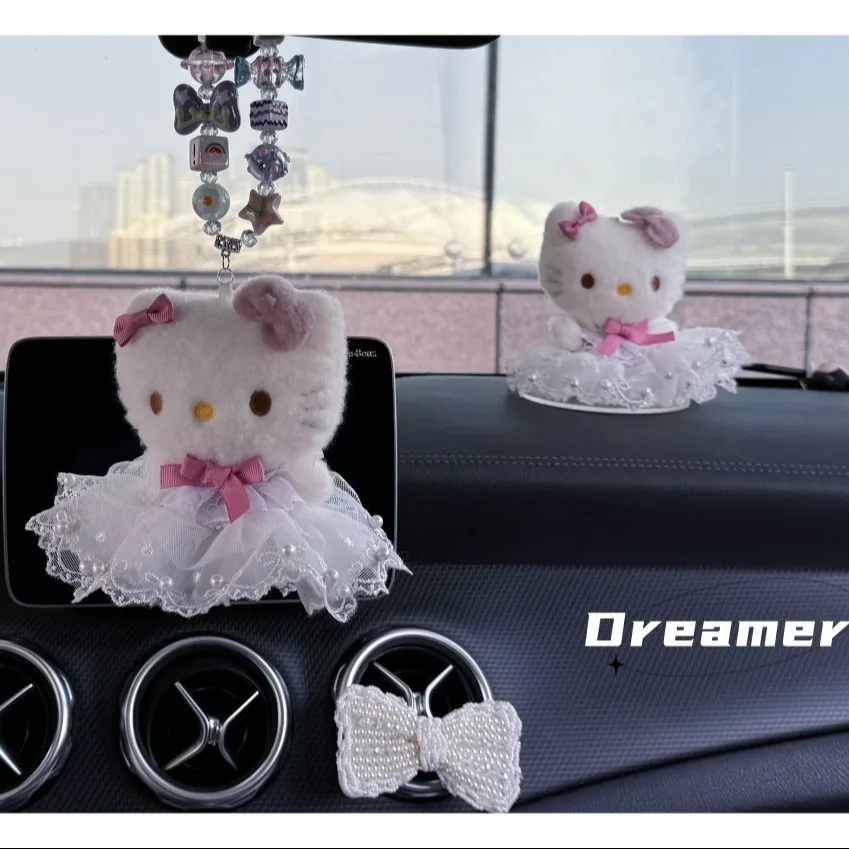 

Милое свадебное платье принцессы Hello Kitty Cat, украшения для центральной консоли автомобиля, украшение для приборной панели, экран заднего вида, автомобильный кулон
