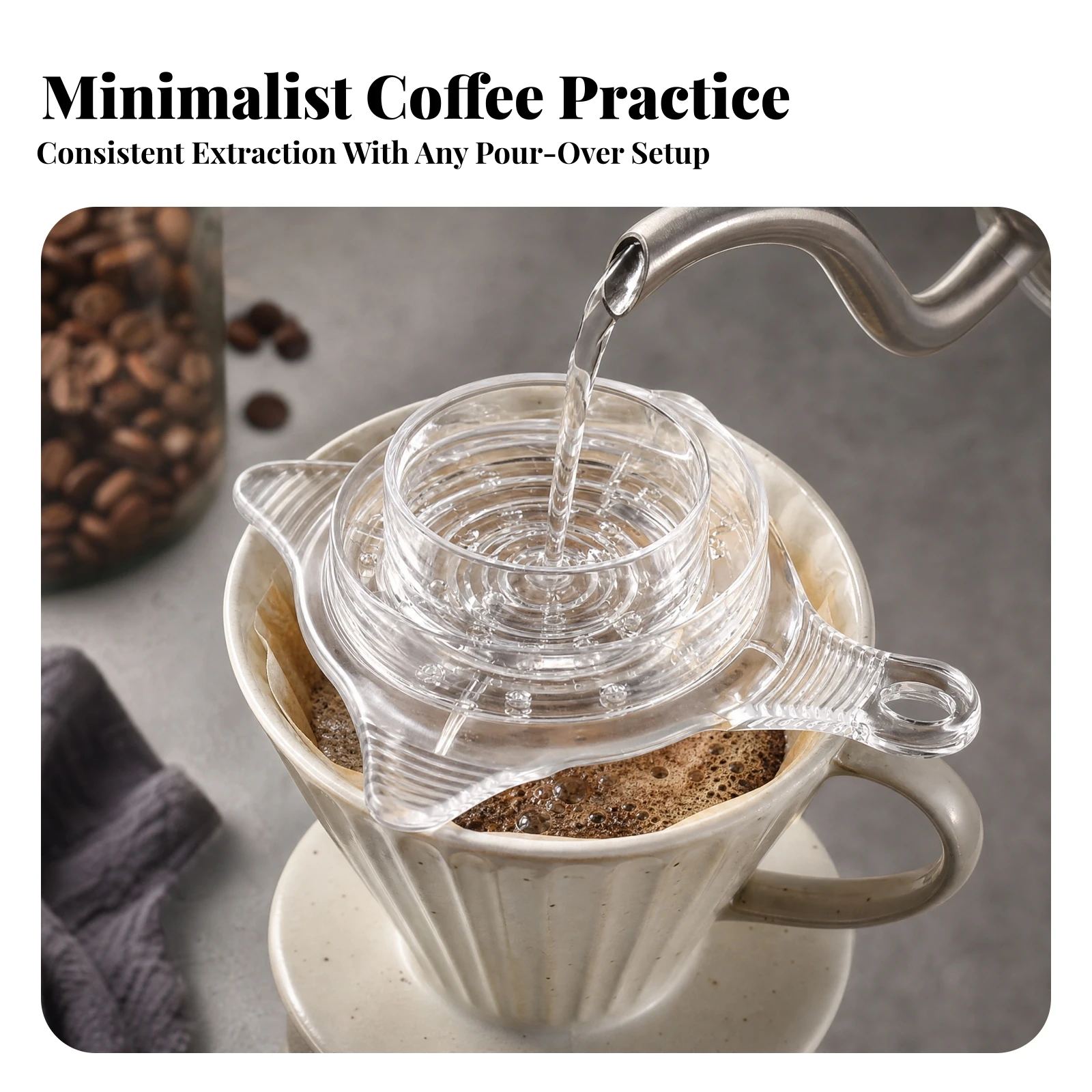 Pour-over Coffee Dripper Food-Grade-without Transparent Plastic Pour-over Coffee Filter Dripper Dishwasher Safe Non-Breakable